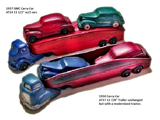 This is a photo of a pair of car carriers. One carries cars inside the trailer, the other on top of it.