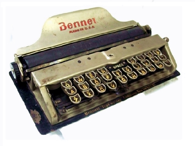 This is a left front view of the typewriter. All views are from the user's view and are looking slightly downward.
