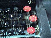 This is a close-up of the shift and shift lock keys, and and other control keys, at the left side of the keyboard.